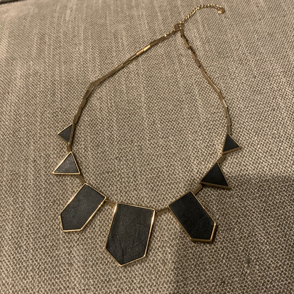 EUC House Of Harlow 1960 Black 14k Gold Plated Leather Necklace